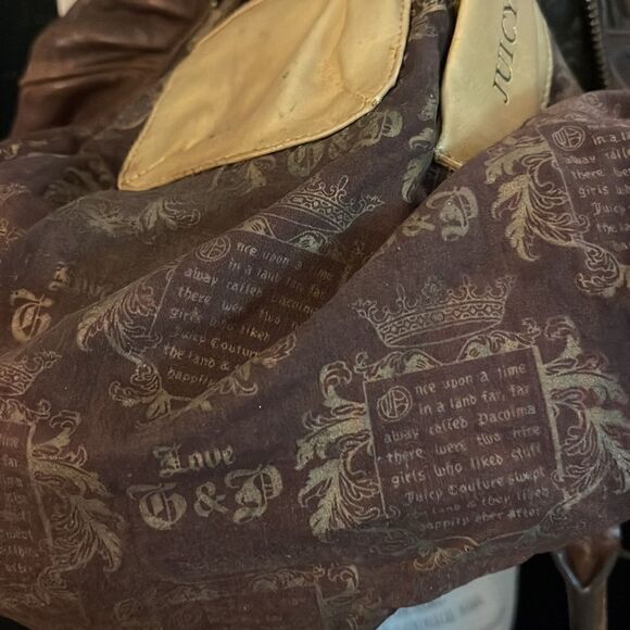 VINTAGE LEATHER JUICY COUTURE SATCHEL/bag/purse/pocketbook brown leather - Picture 6 of 14